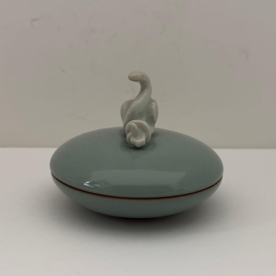 三代 諏訪蘇山 青磁 干支 巳 香合 共箱 未使用 青瓷 茶道