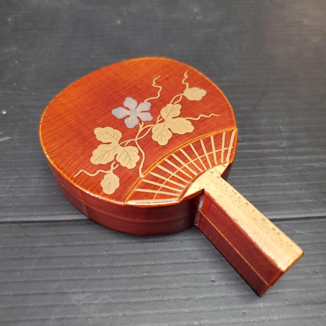 香合 茶道具 夕顔蒔絵 団扇香合 坂田峰俊 共箱