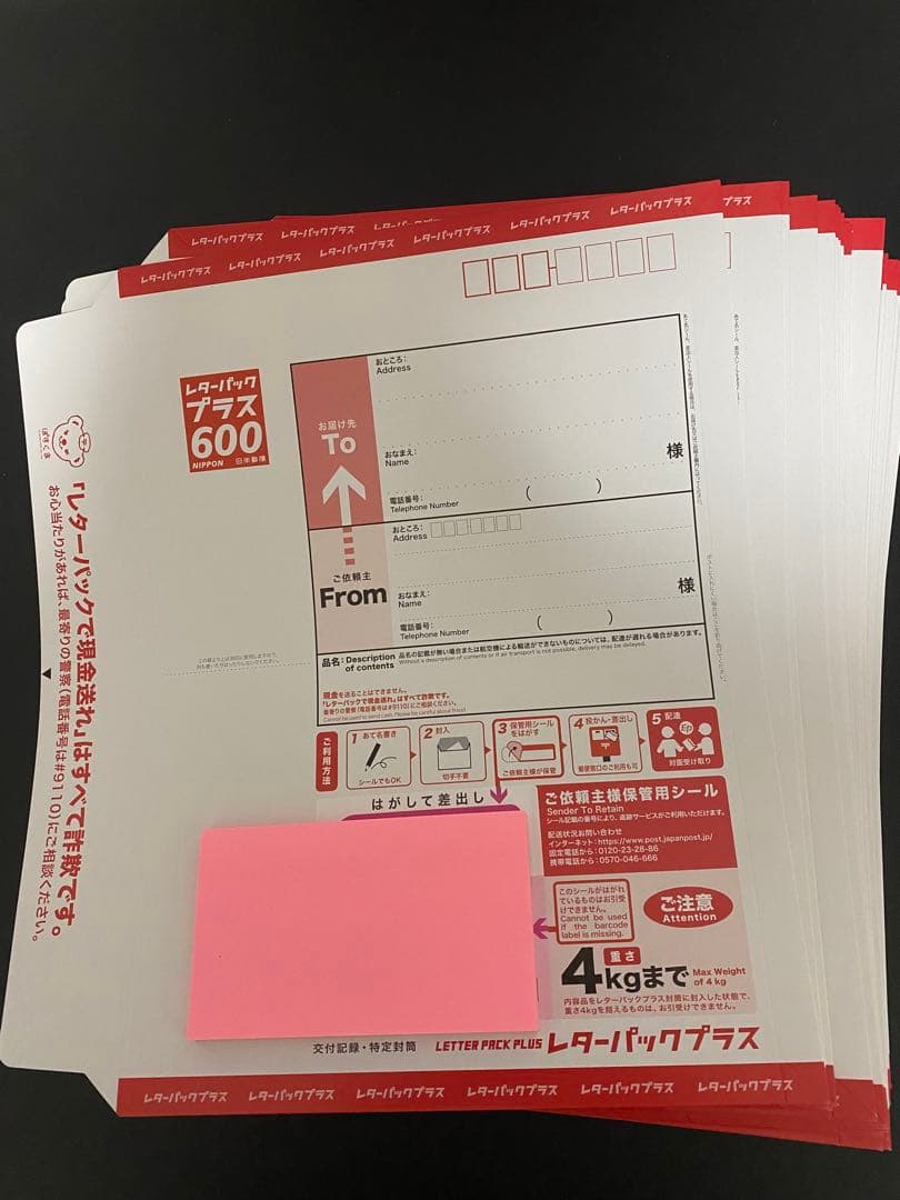 レターパックプラス 600 ✖️100枚セット レターパックプラス600 100枚 日本郵便 レターパック プラス 600 送料