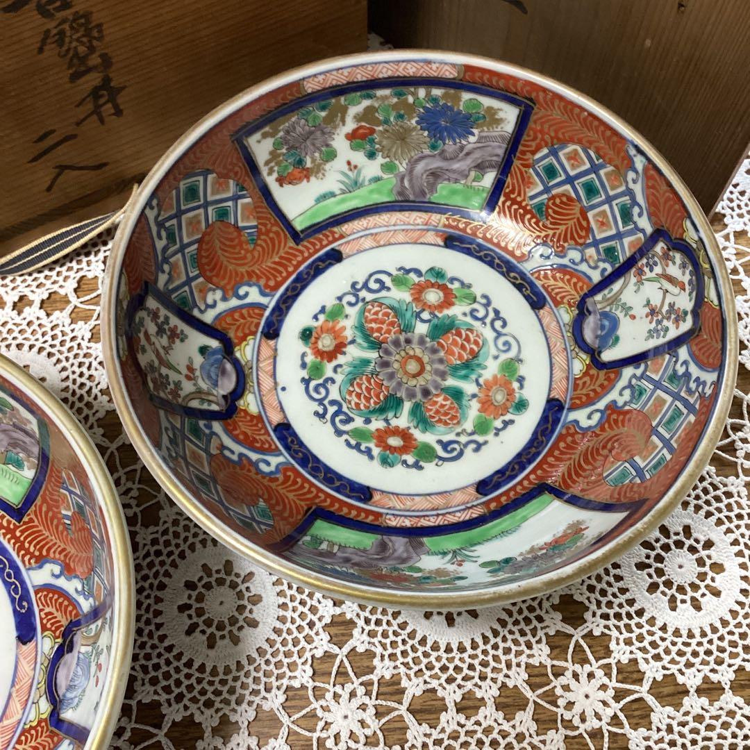 k17 古い伊万里焼　錦手　鉢　2入り k17 古い伊万里焼 錦手 鉢 2入り