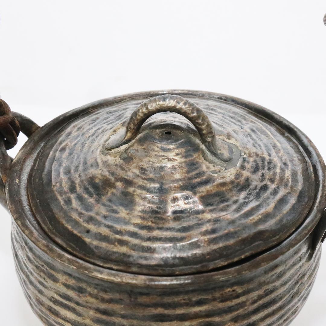 錫製　 急須　 籐提手　アンティーク