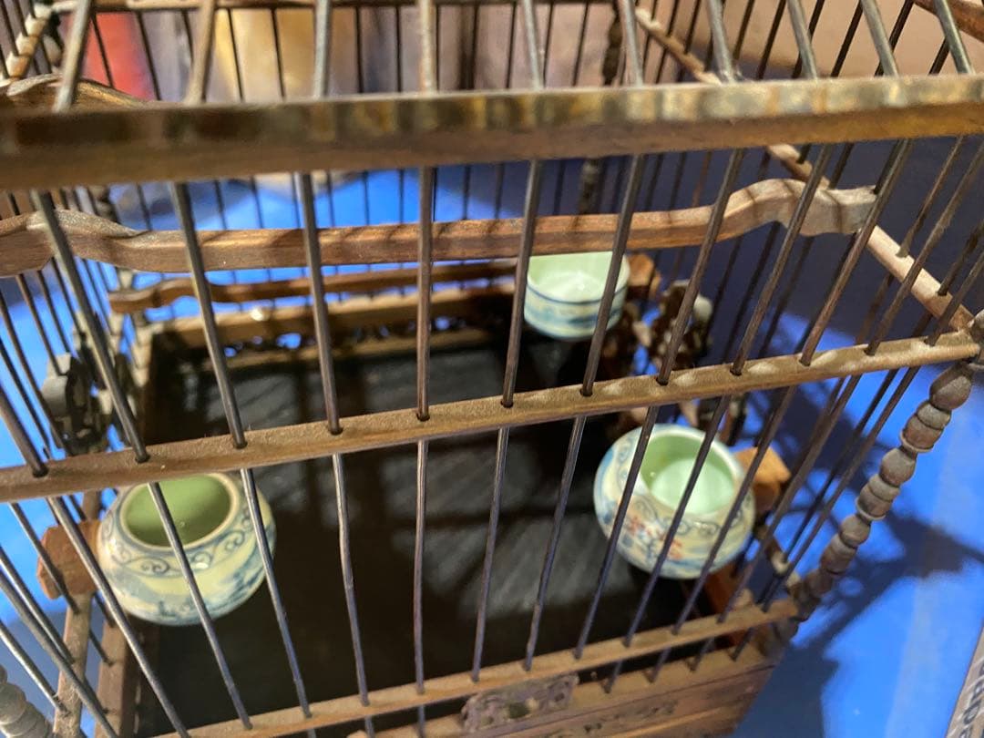 希少】鳥かご オブジェ 鳥籠 アンティーク 龍 置物 木製品 中国 木工品