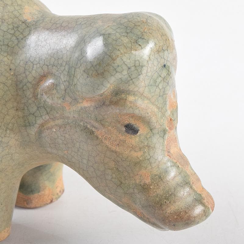 中国 龍泉窯 青磁 神獣 牛 置物 C R9319