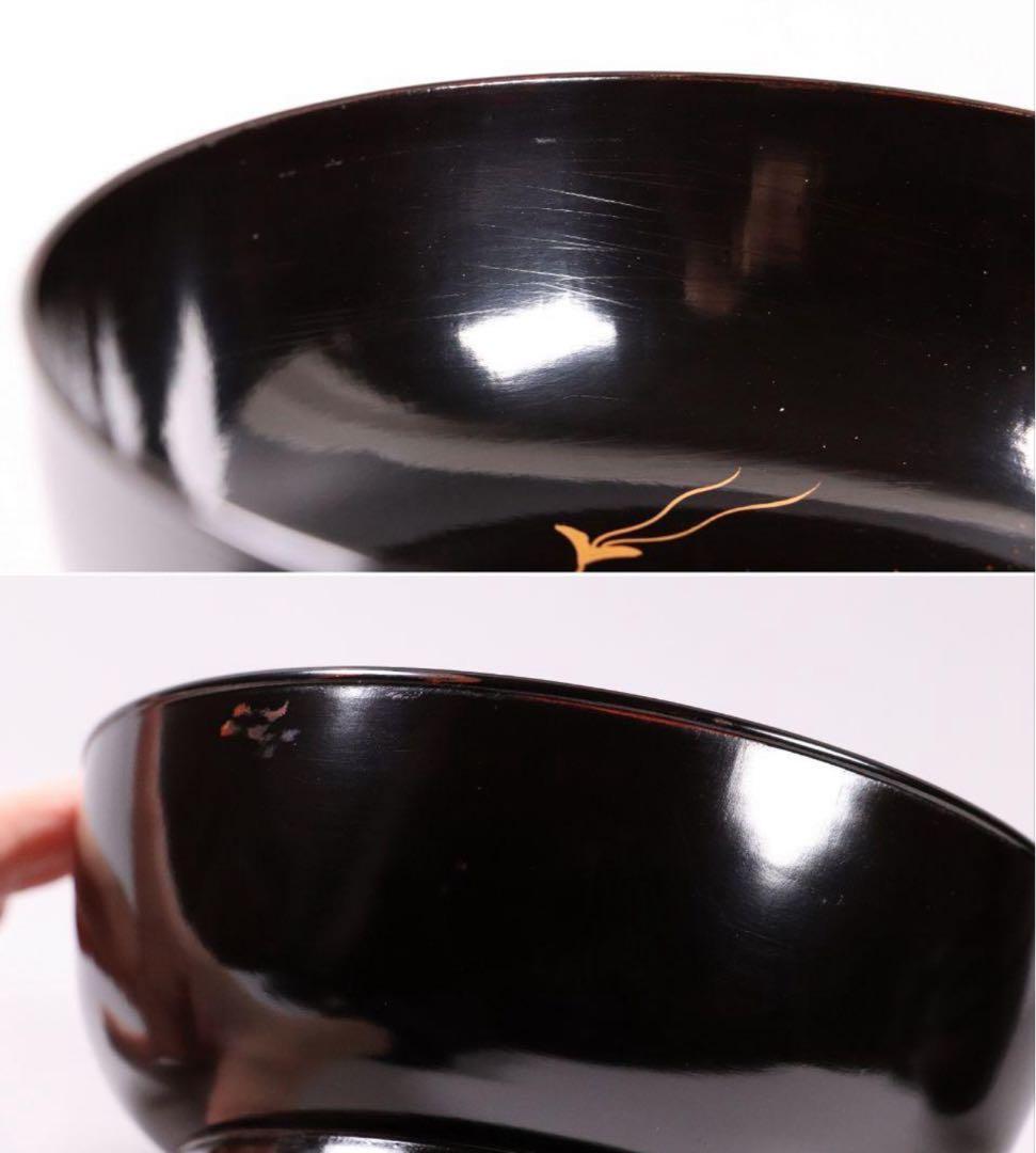 輪島塗 蔦金蒔絵 梨地 黒塗椀 五客 木製漆器 / 伝統工芸品 漆芸