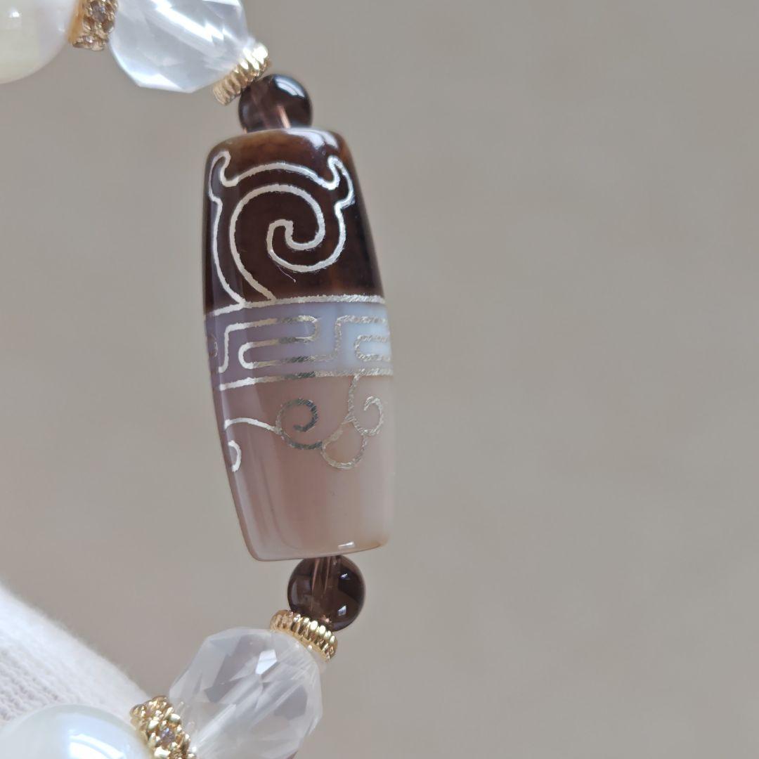 銀線水蓮花回紋緑度母天珠 スノーガーデン ムーンクオーツ