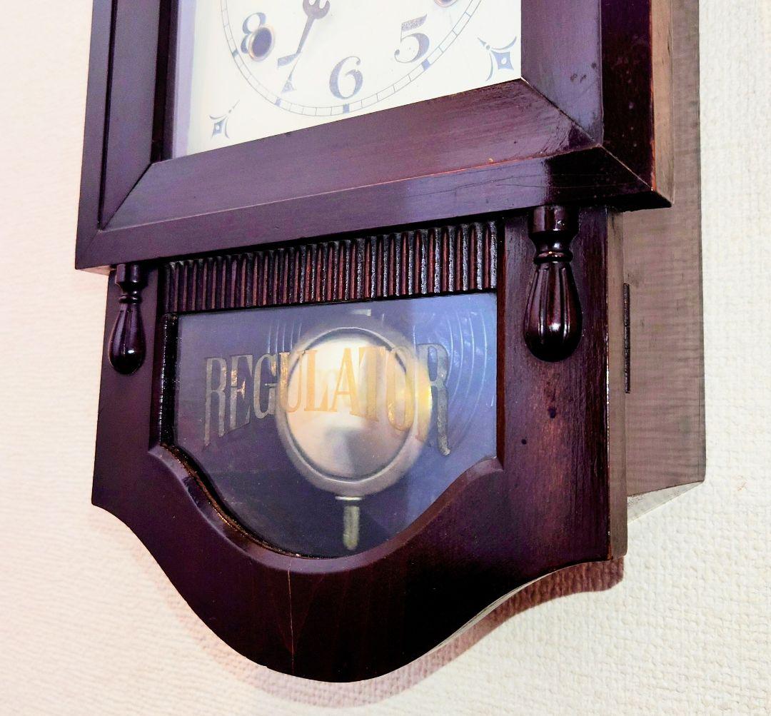 〈完動・美品〉今津菊次郎時計店　小さな角型変形ゼンマイ振り子時計 古時計