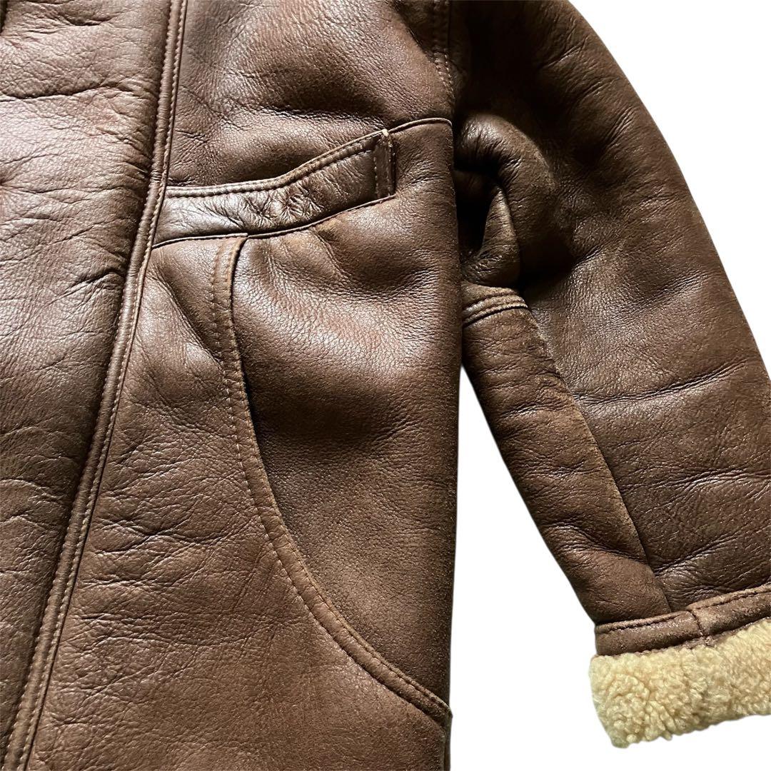80's USA製 B3type 本革レザー ムートン ボンバーJKT L