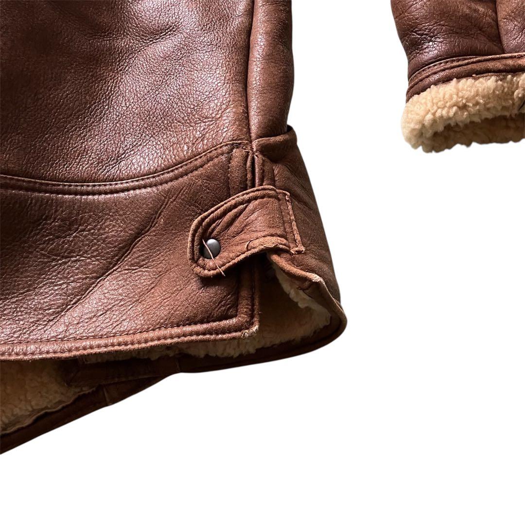 80's USA製 B3type 本革レザー ムートン ボンバーJKT L