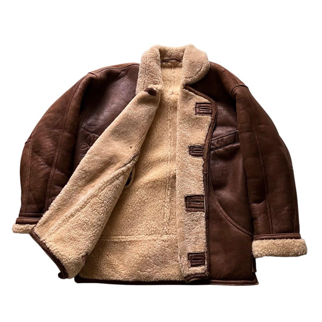 80's USA製 B3type 本革レザー ムートン ボンバーJKT L