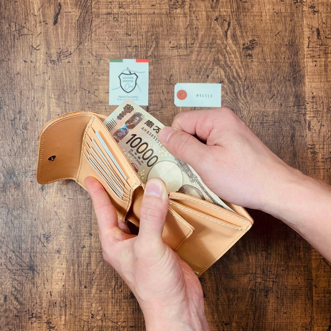 サドルレザー ヌメ革 三つ折り財布 メンズ財布 長財布 本革 ハンドメイド