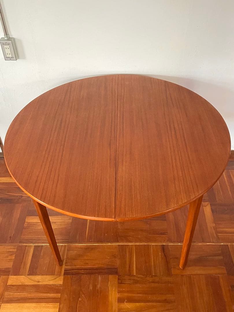北欧 デンマーク ヴィンテージ チーク エクステンション ラウンド テーブル