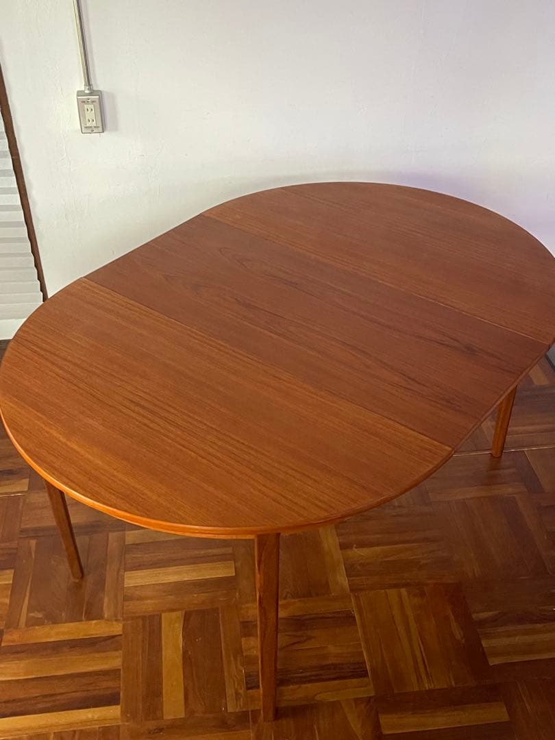 北欧 デンマーク ヴィンテージ チーク エクステンション ラウンド テーブル