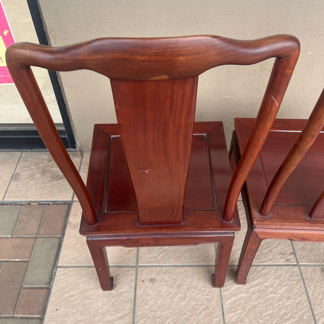 ①唐木家具 食卓椅子 アームチェア 花梨材 馬蹄脚 - メルカリ