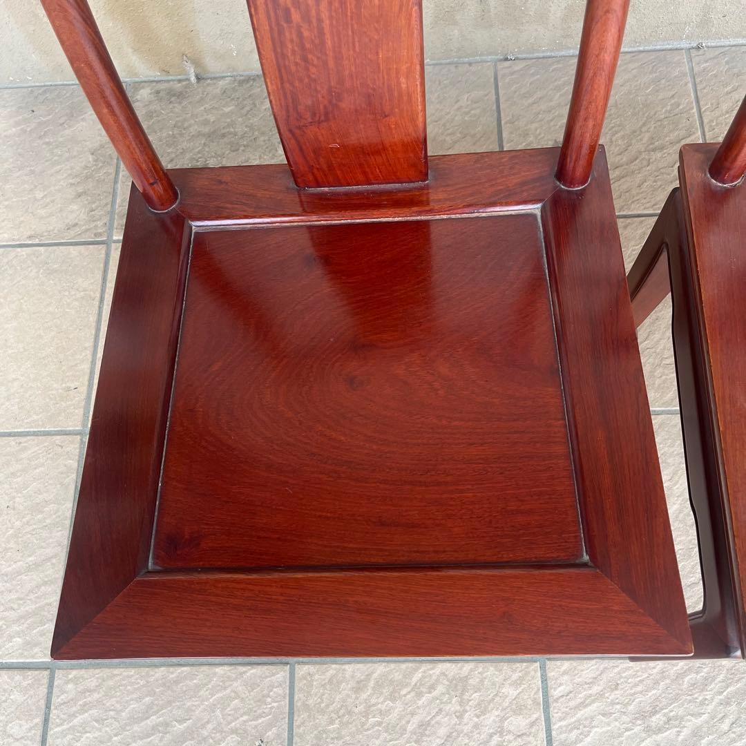①唐木家具 食卓椅子 アームチェア 花梨材 馬蹄脚 - メルカリ