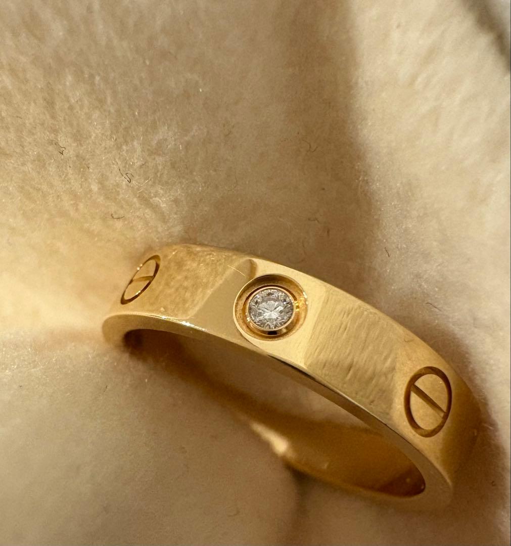 【美品・付属品あり】Cartier ラブリング K18YG ダイヤ1P 14号