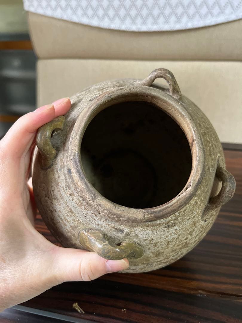 古陶器　骨董　茶壺 花瓶　四つ耳 アンティーク壺　骨董壺