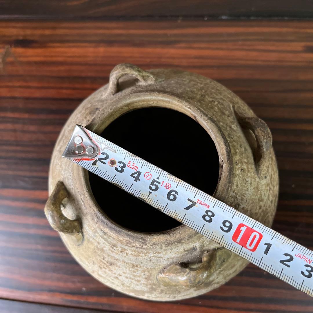 古陶器　骨董　茶壺 花瓶　四つ耳 アンティーク壺　骨董壺