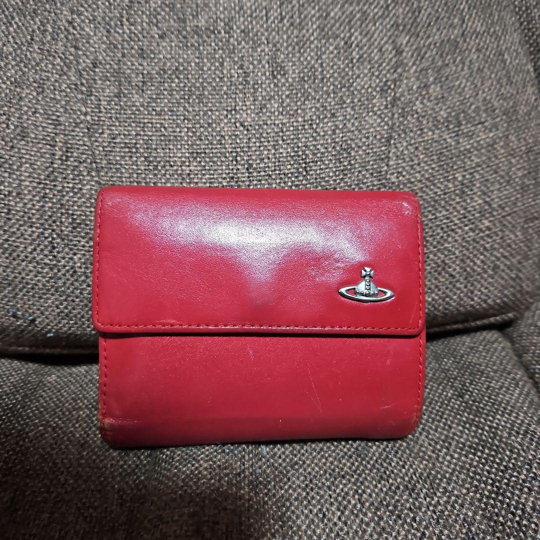 中古】ヴィヴィアンウエストウッド 3つ折り財布 赤 がま口 レッド