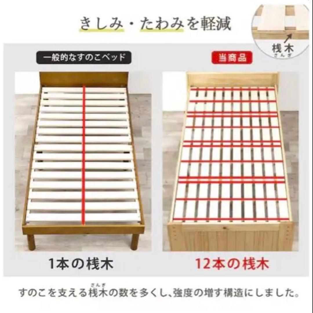 シングルベッドフレーム ホワイト 宮付きすのこ