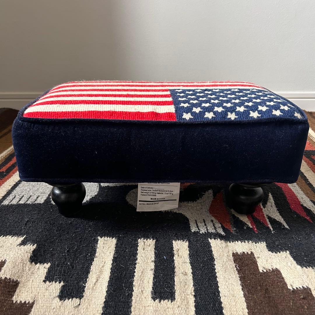 【激レア　美品】ジョナサンアドラー　オットマン　星条旗　ロゴ刺繍　木彫足　ウール