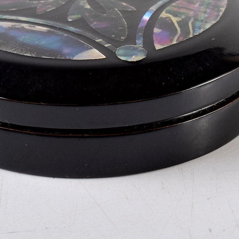 茶道具　塗師　徳山祐哲作　青貝七宝　香合　共箱　V　8120