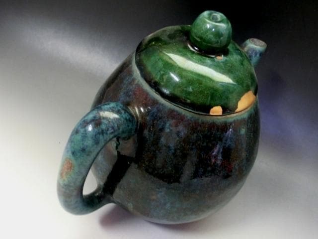 水注□水指 水次 青緑釉 昊廻昌？金継ぎ直し