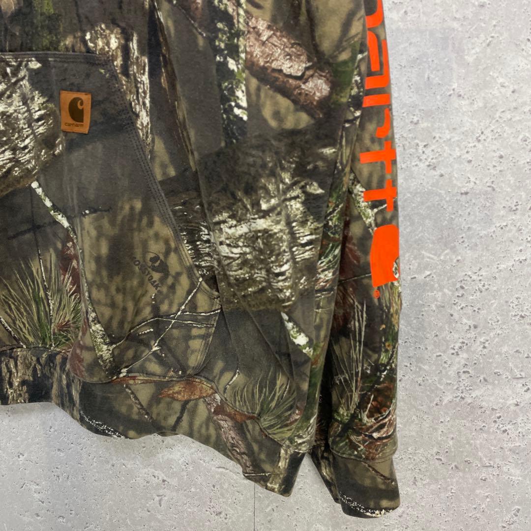 カーハート　リアルツリー　迷彩　スウェットパーカー　サイドプリント　2XL