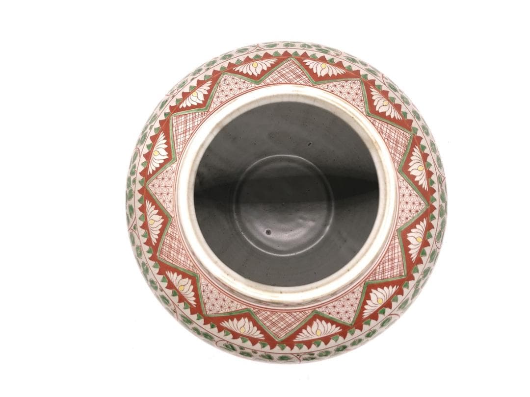 獅子草花文寸胴壺 】 倣宋赤絵 九谷骨董