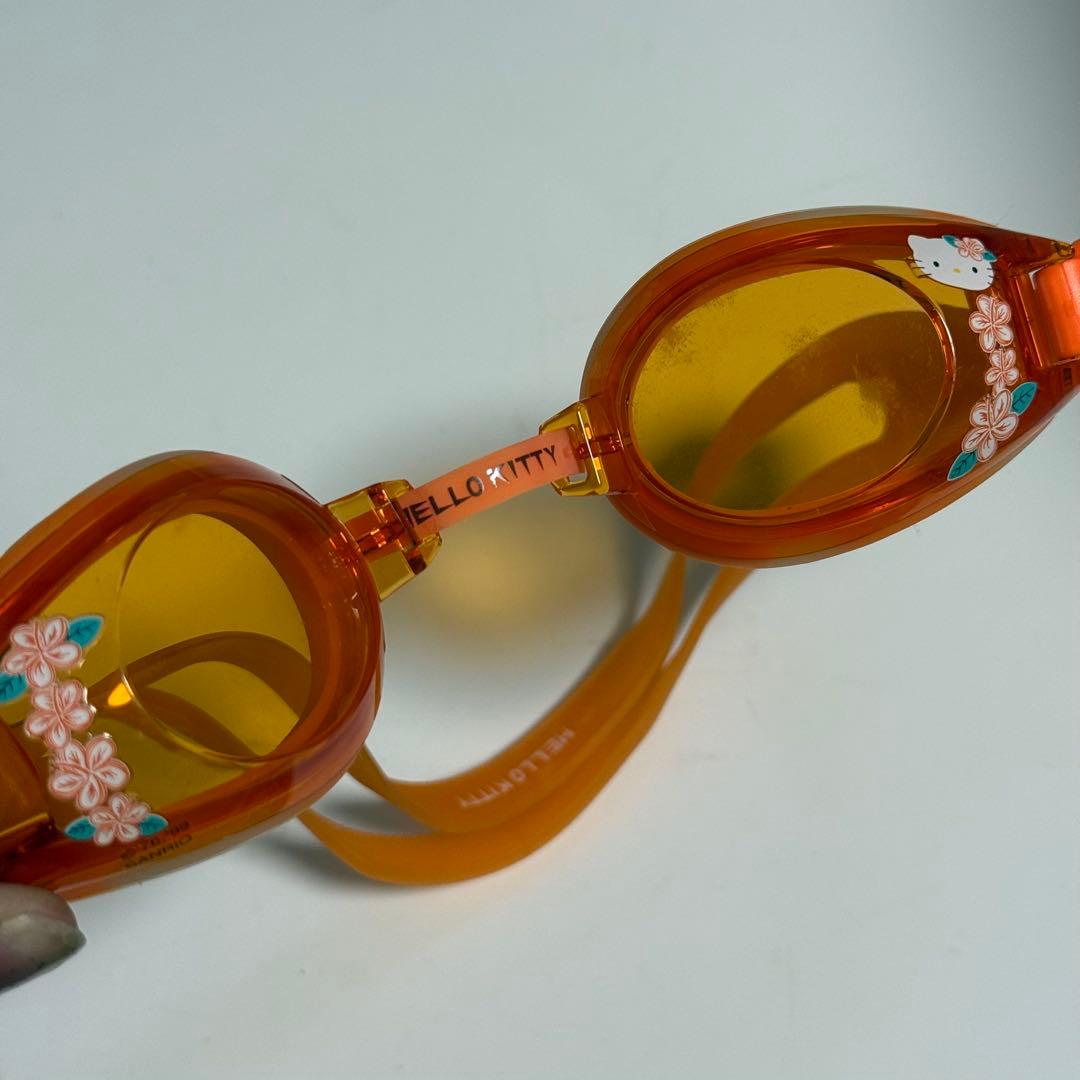 HALLO KITTY ハローキティビニールポーチ バッグ　オレンジ ゴーグル