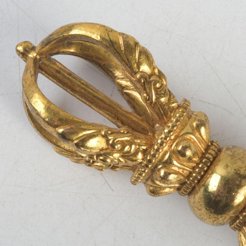 チベット密教法具 古銅鍍金 五鈷杵 金剛杵 V 9570