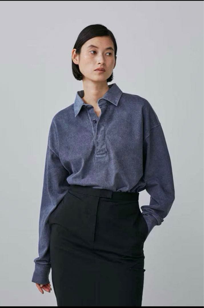 タグ付き未使用品 yleve ラガーシャツ 1 ブルー