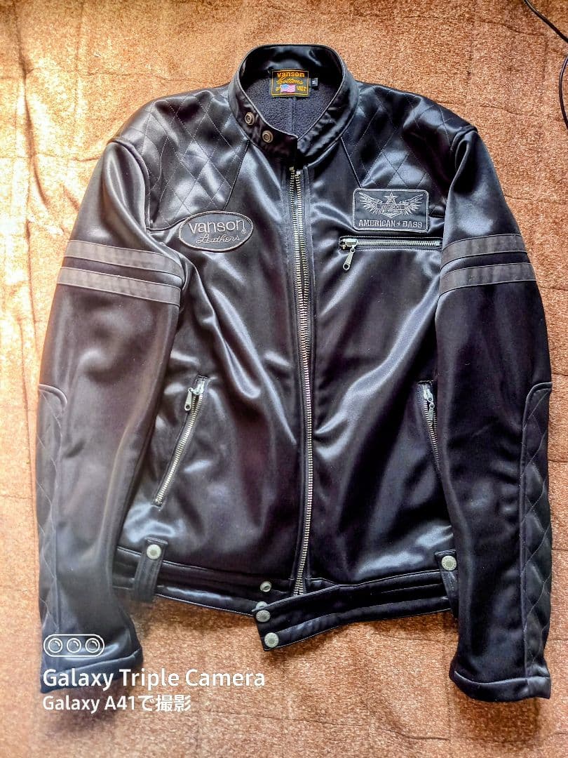 Vanson ブラック レザー シングルライダースジャケット XL