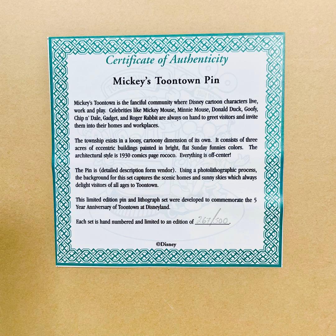 500個限定 カリフォルニアディズニー トゥーンタウン 5周年 ピンバッチ額