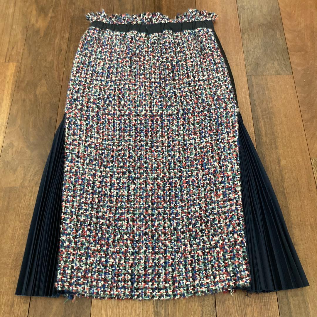 【美品】sacaiマルチカラーツイードスカート
