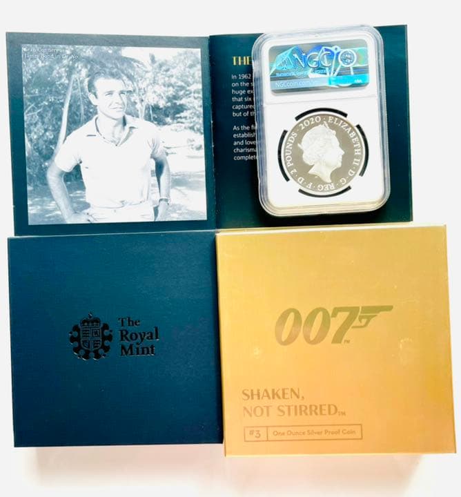NGC最高鑑定PF70★2020イギリス2ポンド銀貨007オリジナルBOX付き⑦ NGC最高鑑定PF70☆2020イギリス2ポンド銀貨007オリジナルBOX付き⑦