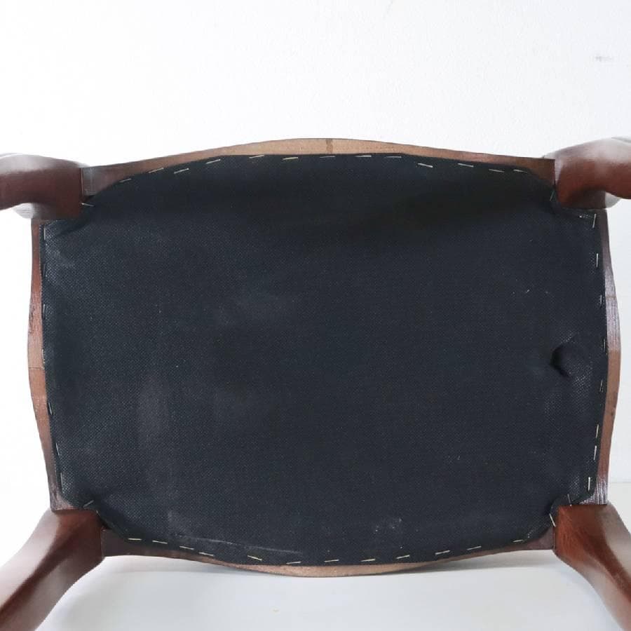 値下イタリアンクラシカル家具 猫脚スツール グリーン系ストライプ柄 鋲打ち 彫刻