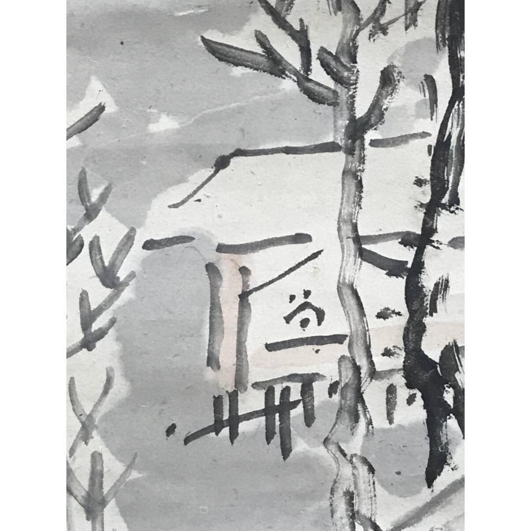 真作/田能村直入/雪景山水図/掛軸/名家伝来/AK-352