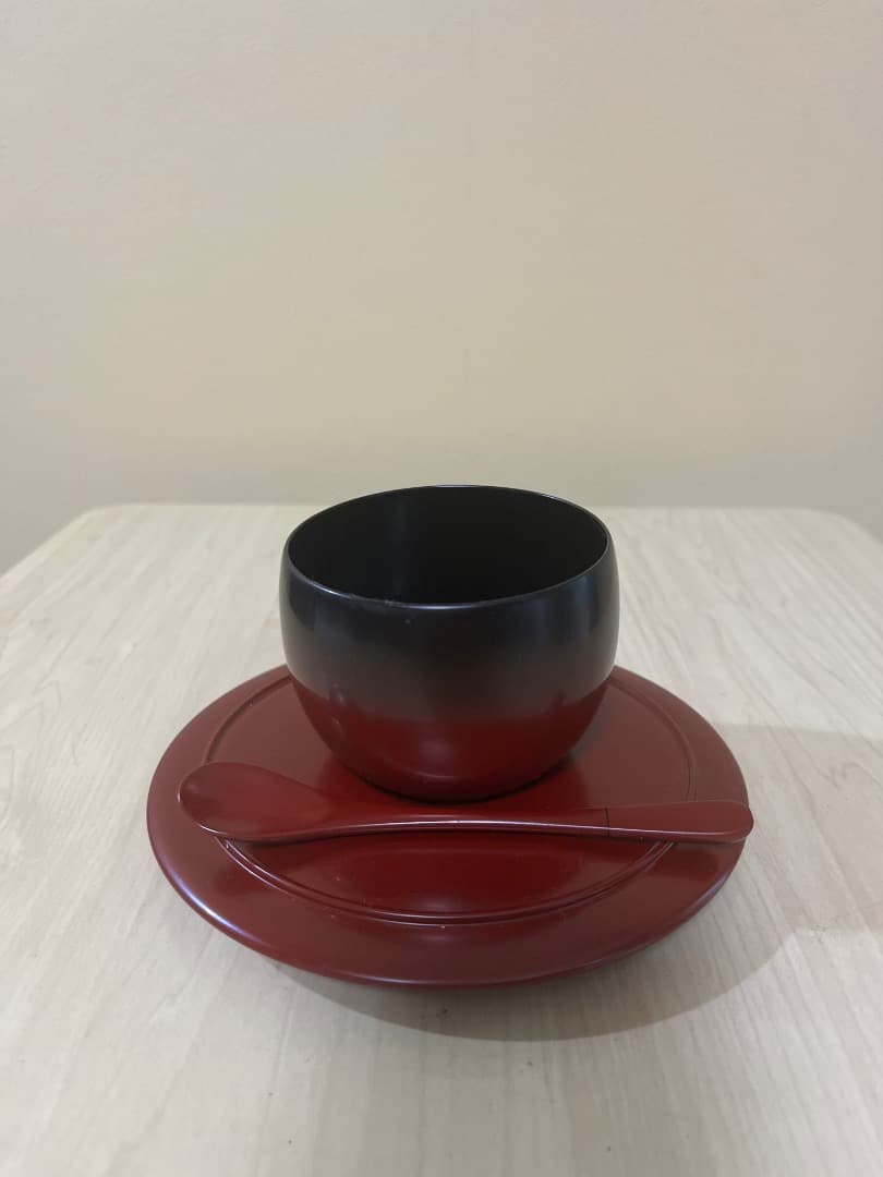 漆器　コーヒー椀スプーン付き