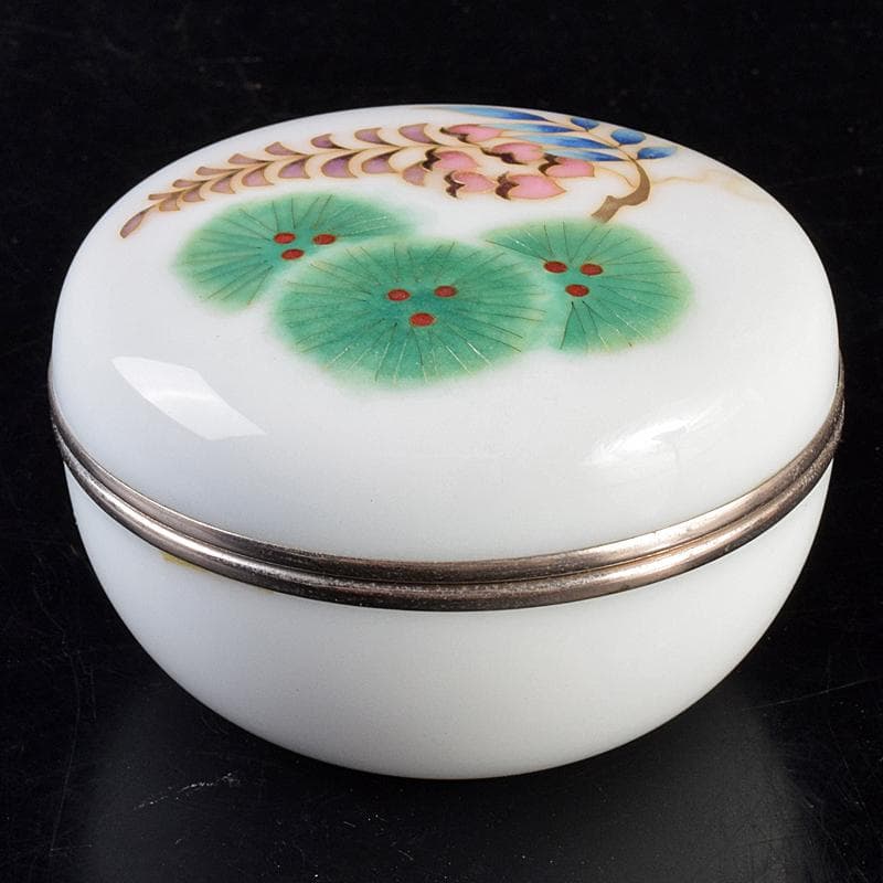 七宝焼 安藤七宝店 藤松紋 盒子蓋物 共箱 M R7693 美術品