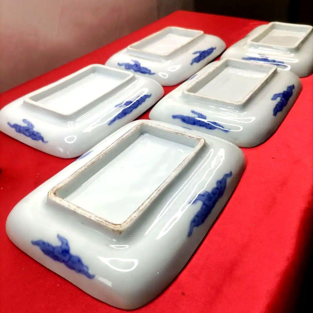 有田焼 伊万里焼 古伊万里 金彩 色絵 小皿 角皿 長角皿 5客セット