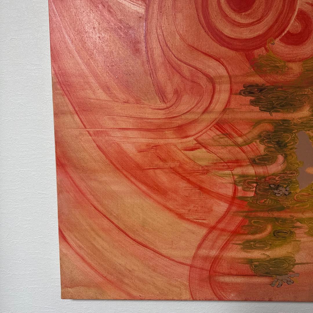 「日猿」　油絵　大作　油彩　猿　日本画