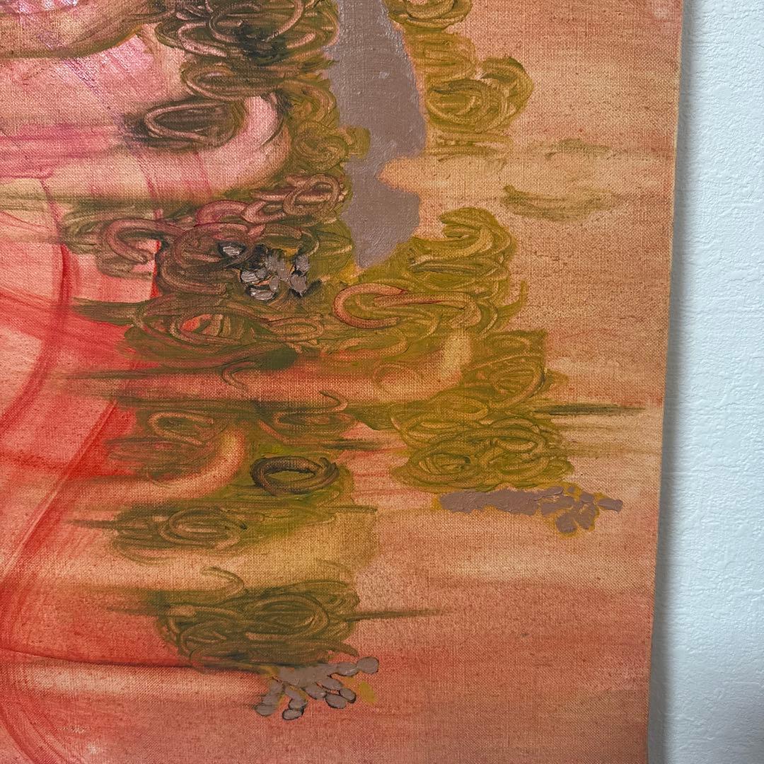 「日猿」　油絵　大作　油彩　猿　日本画