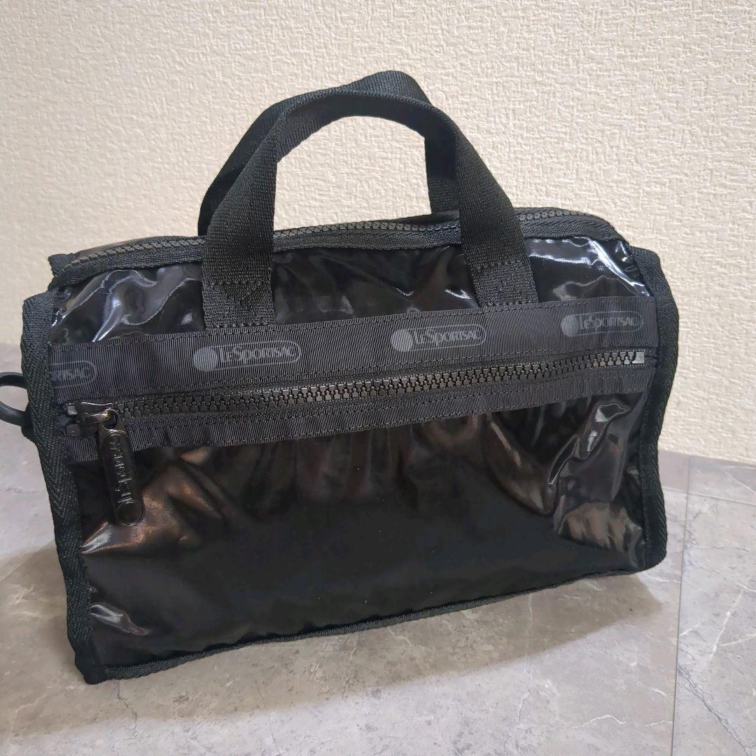 極美品☆レスポートサック ミニダッフル クロスボディ ブラックシャイン バッグ