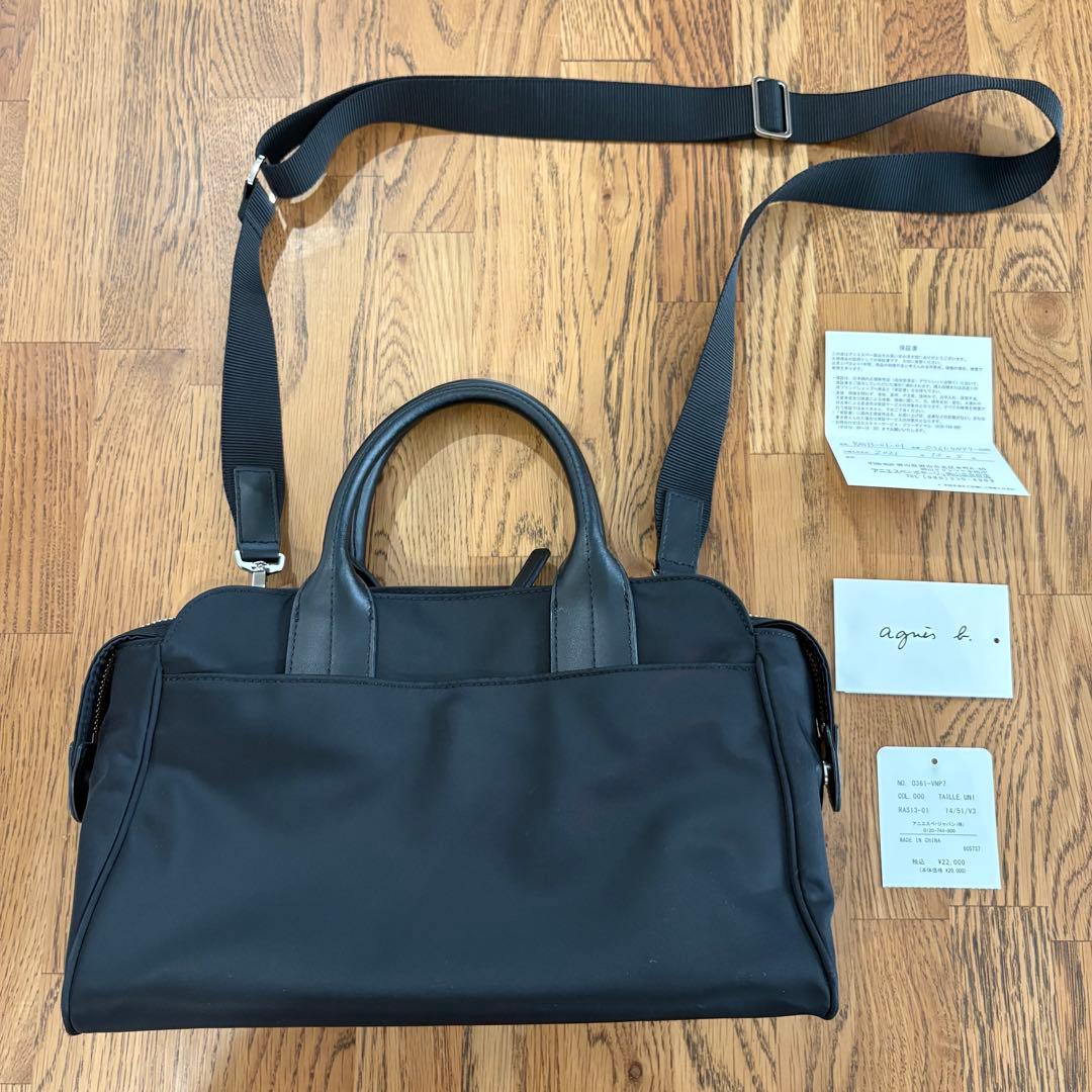 アニエスベー ハンドバッグ ナイロン ブラック