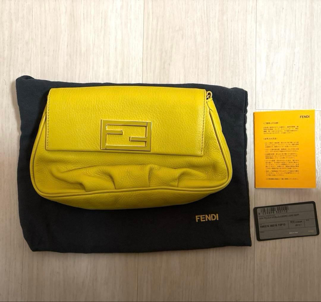 【美品】FENDI バック　チェーン　黄色　ショルダーバック