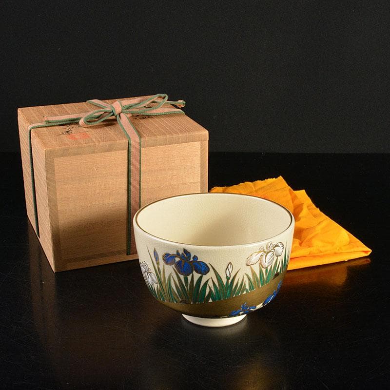 未使用 京都 清閑寺窯 杉田祥平造 色絵仁清 茶碗 茶道具 共箱