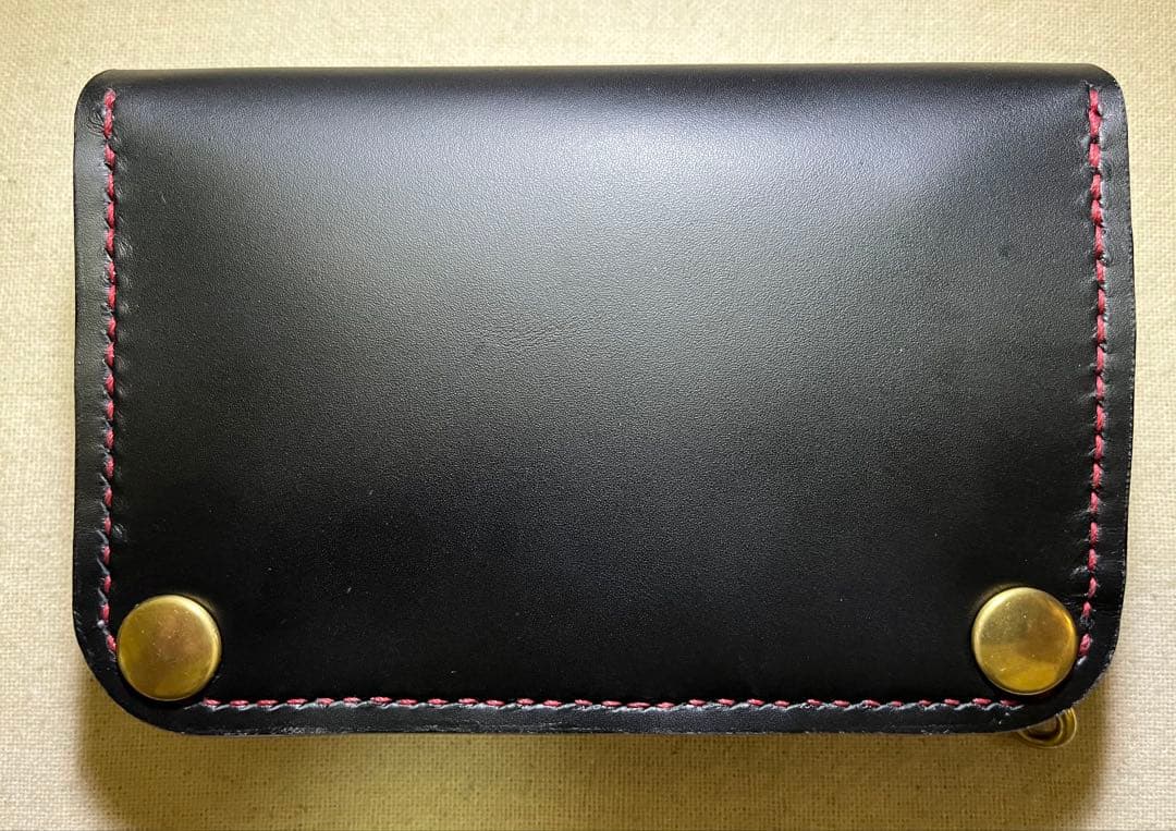 ミドル トラッカーウォレット ポケット部分本革ハラコ豹柄 3層 姫路レザー
