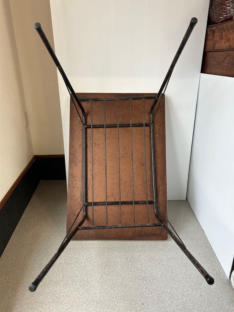 ヴィンテージ 昭和レトロ 鉄脚テーブル 作業台 ダイニング 机ミッド