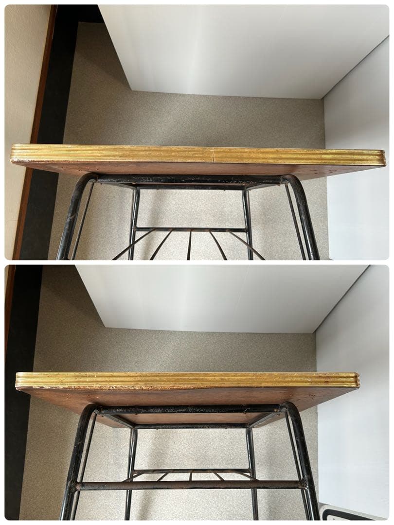 ヴィンテージ 昭和レトロ 鉄脚テーブル 作業台 ダイニング 机ミッド