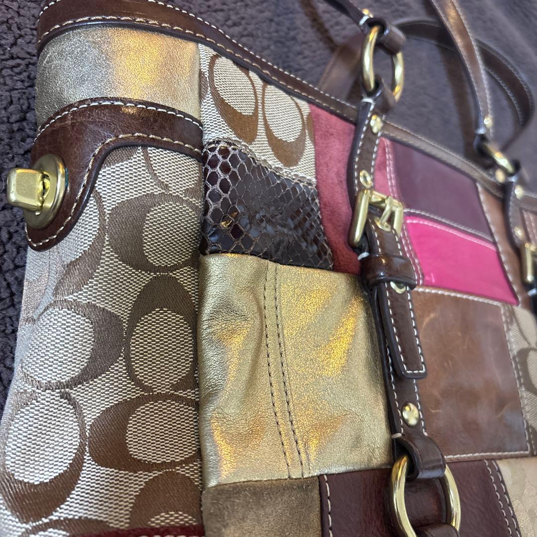p*p様 COACH コーチ トートバッグ パッチワーク レザー キャンバス ス